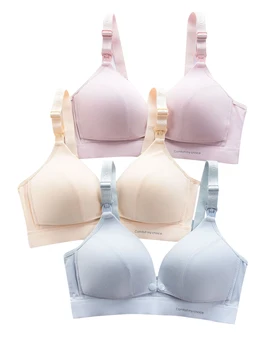 

Pregnant Female Nursing Bra Solid Color Loose Large Size front Buckle Breast-Feeding Bra Underwear Pinkish Purple Blue Flesh