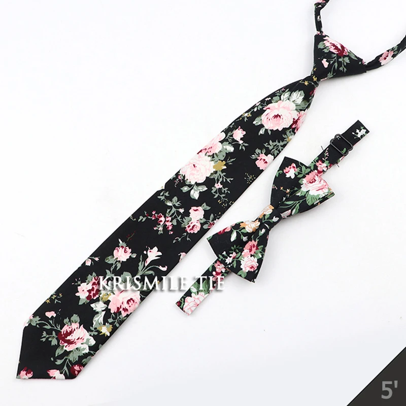 Cartoon Floral Kinder Krawatte Bowtie Set Baumwolle Dünne Dünne Beiläufige Einfarbig Jungen Mädchen Bunte Einstellbare Hemd Gravata Geschenk – Detail 25
