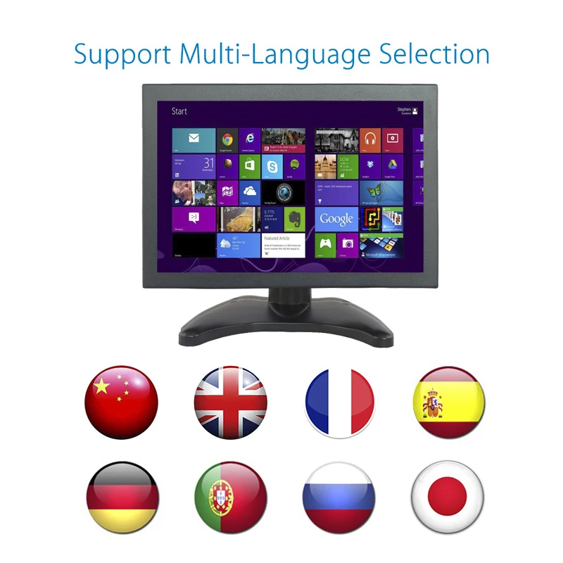 10.1 인치 와이드 스크린 터치 모니터 1280x800 Lcd, 저항성 터치 모니터 AV, BNC, VGA, HDMI 인터페이스, 공장 가격