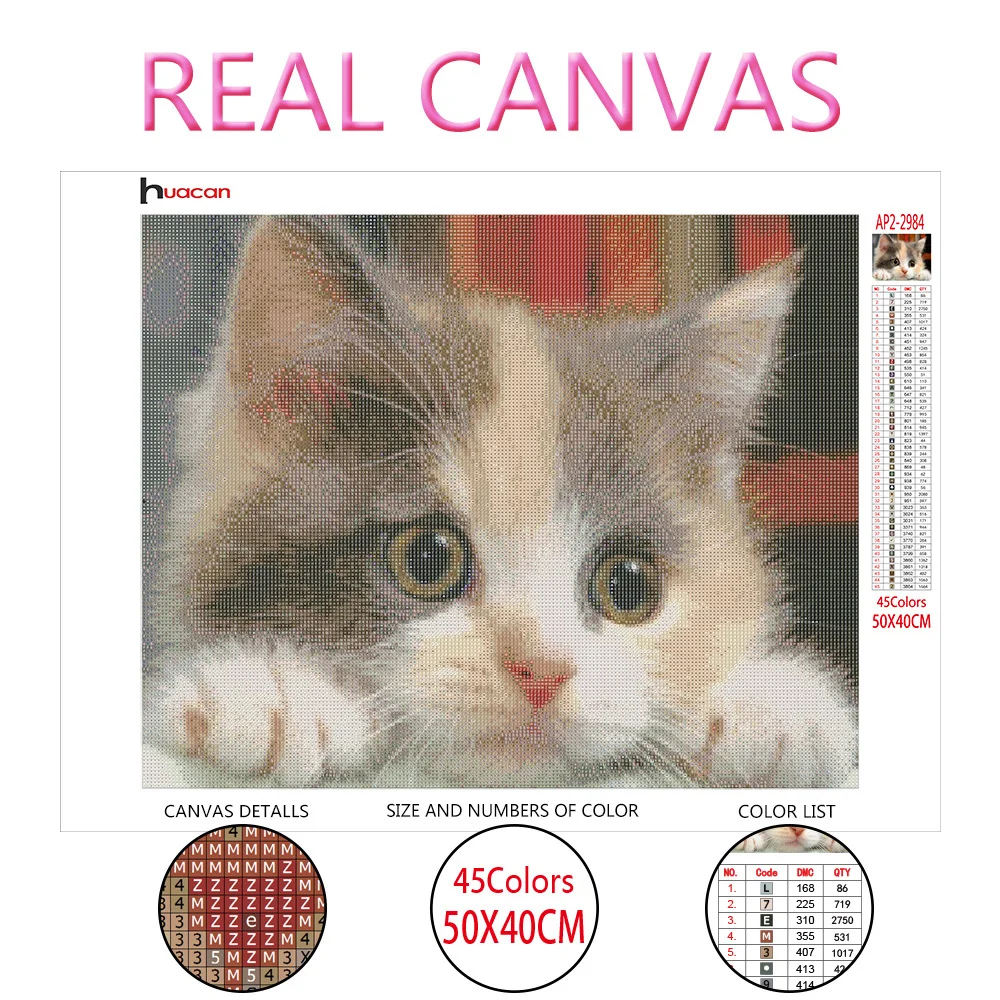 Huacan Diamond Mosaic Animal Diamond Painting Cats Embroidery Cross Stitch Flowers Picture Of Rhinestones Handcraft diamond painting