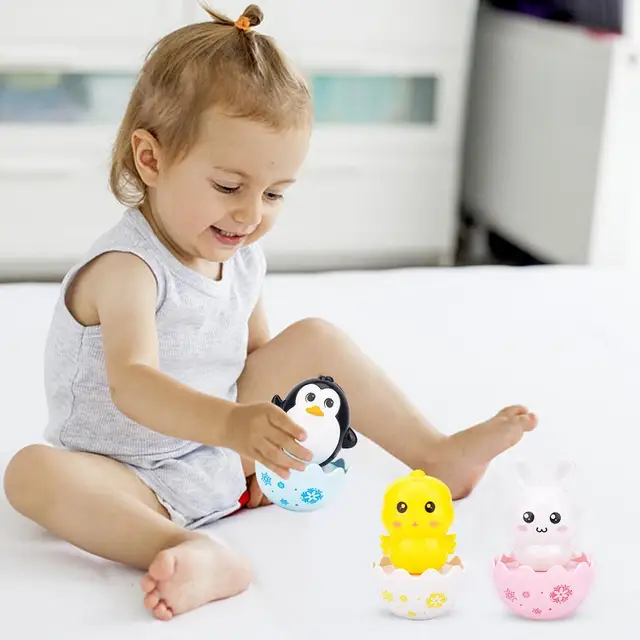 Infant Newborn Toys Sensory Tumbler Toys For Kid Ring Bell Cute Roly-poly Educational Rattle Infant Development Toys For Babies 3