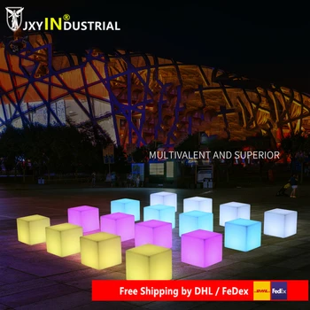 

RGB Rechargeable Led illuminated Furniture Cube Stool Lamps With Remote Outdoor Led Cube Chair bar KTV Plastic Table