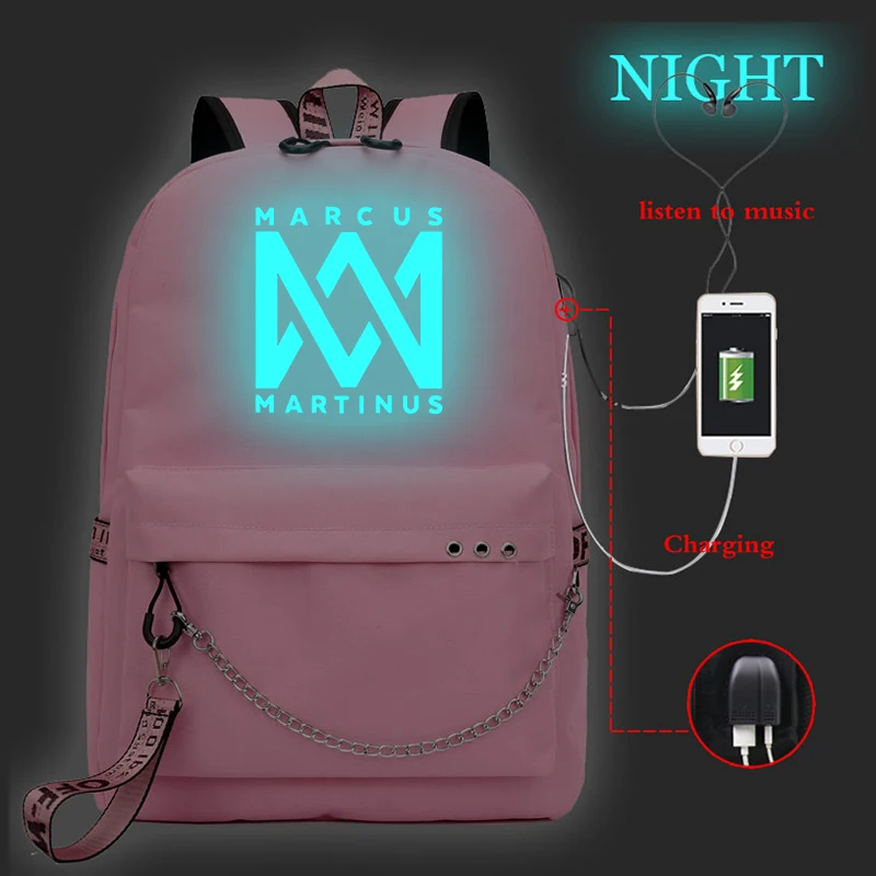 

New casual luminous backpack ladies backpack, travel backpack, laptop backpack, girl backpack with USB charging