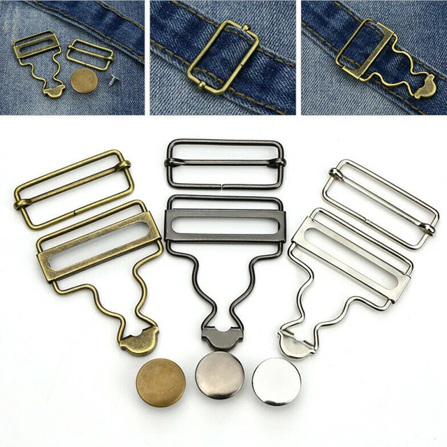 6 Sets Overall Buckles Metal Suspender Replacement Buckles with Buttons for Trousers Jeans Overalls Clothes, Size: 18x6x2CM