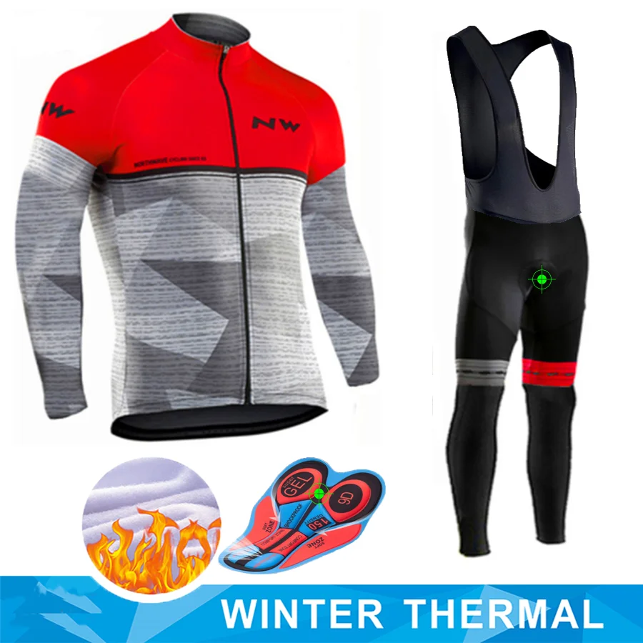 

Ropa ciclismo 2019 Men Team long sleeve Cycling jersey bib pants Set Winter thermal fleece MTB bike clothing racing wear Y032601