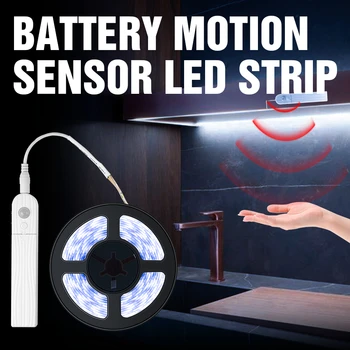 

Wireless Motion Sensor Light Tape Kitchen Stairs Night light 1M 2M 3M Battery Powered PIR Bedside Lamp Flexible Led Strip Ribbon