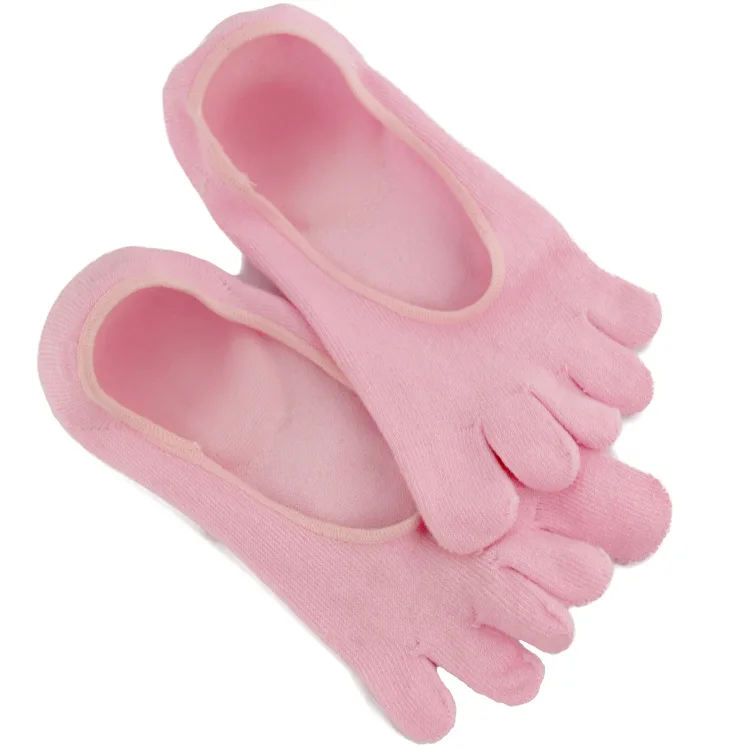 Мягкие Спа-гелевые носки-лодочки для ухода за ногами, женские носки с 5 пальцами, женские увлажняющие педикюрные носки с защитой от трещин и кожи, 1 пара - Цвет: Розовый