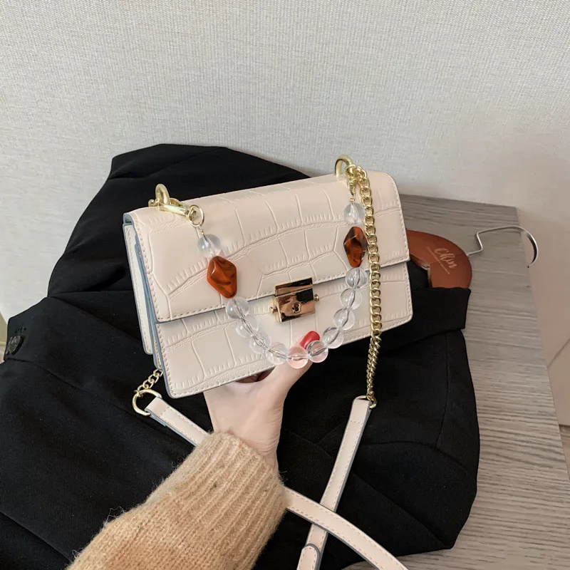

European and American Ladies Stone Pattern Portable Small Square Bag 2020 New Fashion Net Red One-shoulder Messenger Bag