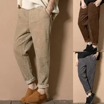 

Women Corduroy Casual Harem Pants Elastic High Waist Baggy Winter Trousers HOT