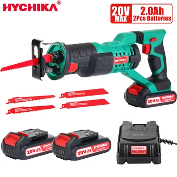 

HYCHIKA 20V Cordless Reciprocating Saw Multifunction Electric Saw for metal wood meat bone pipe cutting saw with blade kit