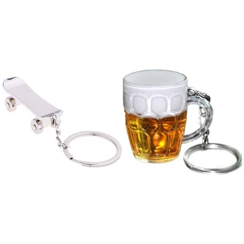 

3D Skateboard Model Keychain Pendant Decorative & Women Men Resin Beer Cups Simulation Food Handicraft Key Chain