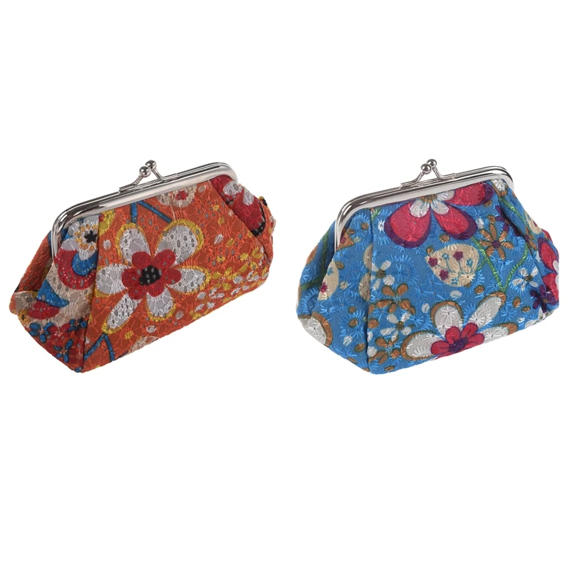 

2Pc Women Fashion Cute Wallet Keys Pouch Coin Purse(Blue&Orange)