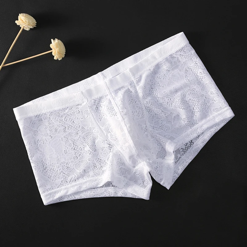 

Men Boxer briefs Male Hollowed Knickers Lingerie Elastic Waist Underwear Short See Through