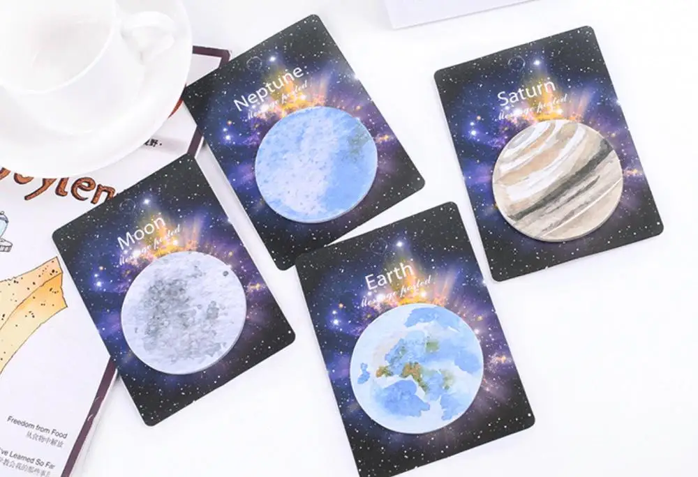 Креативные sci-fi planet post-it Примечания земля Луна Звезда круглые заметки pad Южная Корея канцелярские N times post