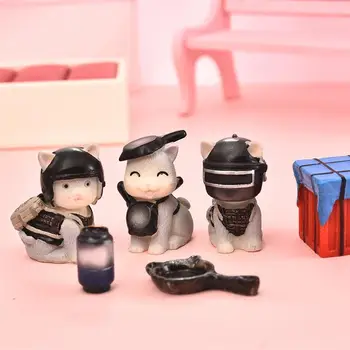 

6pcs/Set Cat Pan Airdrop Box Survival Toy Eat Chicken Game Tonight Ornament Resin Crafts Home Decor Micro Landscape Decoration