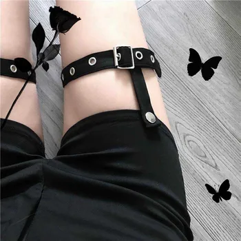 

Summer New Women Punk Gothic High Waist Hollow Out Elastic Shorts Sexy Leg Ring Slim Shorts Female Harajuku Black Hot Shorts