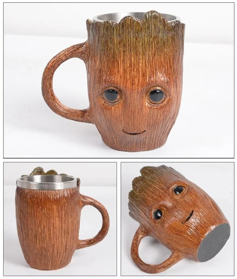 Кофейная чашка Groot, подарки, чашка из нержавеющей стали, креативная мультяшная пивная кружка, Детская Милая модельная чашка