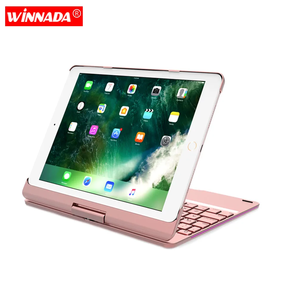 

Case for ipad 2018 / 2017 / air / air 2 / Pro 9.7 inch with Backlit Bluetooth Keyboard 360 degree rotate full body cover