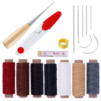 

18PCS Tools for Leather Craft Sewing DIY Hand Stitching with Groover Awl Edge Creaser Mat Tools for Leather Working New