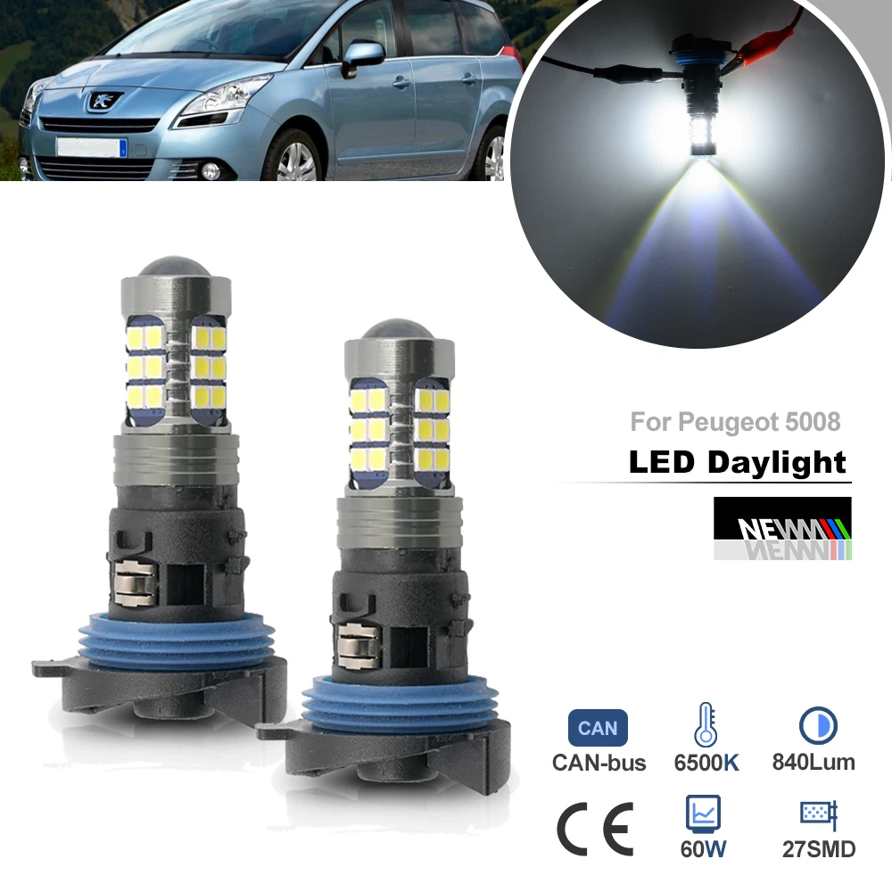 Canbus HP24W G4 With Base LED Daytime Running Lamp for Peugeot 5008 T8