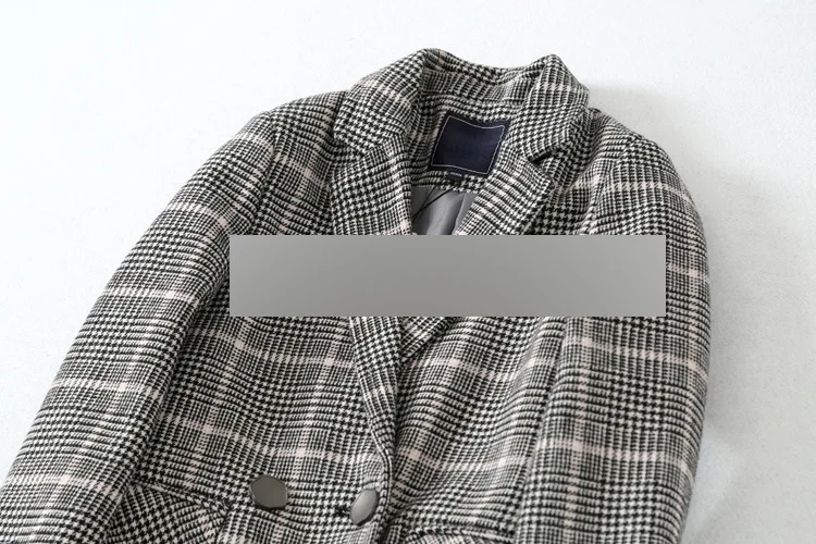 

M2255 Autumn And Winter New Style WOMEN'S Dress Korean Fan Children Elegant Long Thousands of Birds Sub-Long Sleeve Woolen Coat