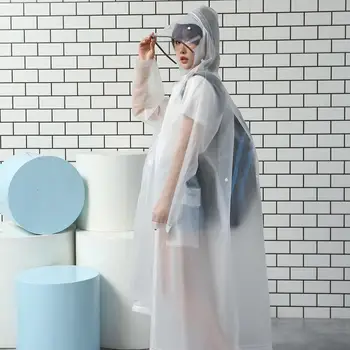 

Fashion EVA Women Man Raincoat Thickened Waterproof Rain Wear Poncho Coat Adult Clear Transparent Camping Hoodie Rainwear Suit