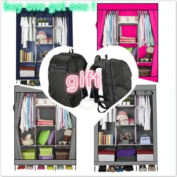 

buy one get one ! Cloth Wardrobe Fabric Closet Portable Folding Dustproof Waterproof Clothing Storage Cabinet+gift
