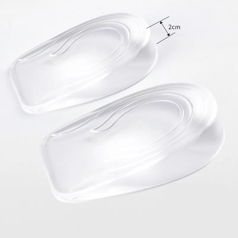 1Pair Unisex Height Increase Half Insoles Silicon Gel Women Men Comfortable Transparent Shoes Pad Cushion Inserts - Цвет: 2cm