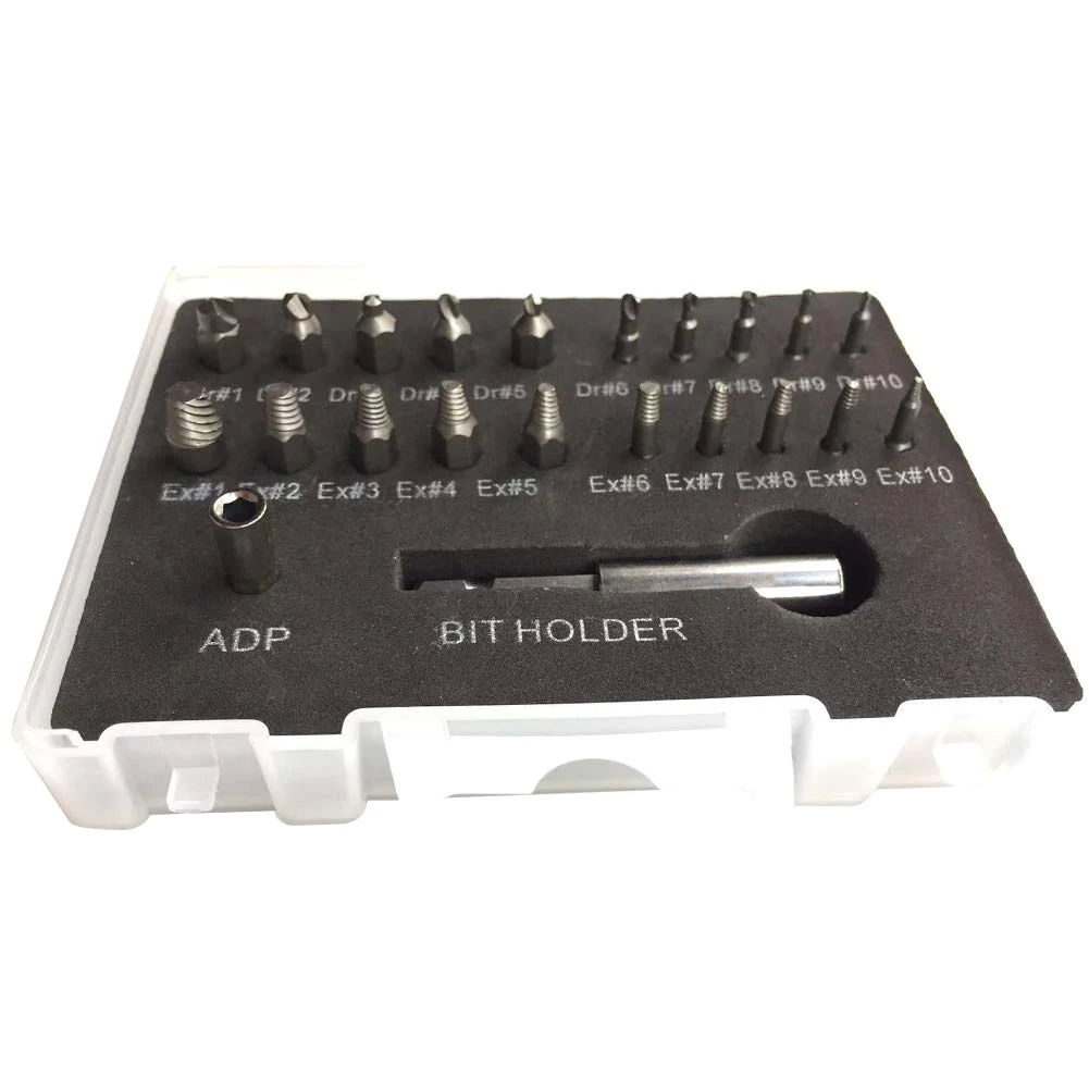 6/22pcs Damaged Stripped Screw Extractor Set Broken Bolt Extractor Screw Remover Set with Bit Holder Socket Adapter for Industry