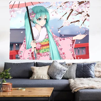 

Classic Japan Anime Hatsune MikuBig Tapestry Wall HangingPolyester 200x150cm Decor VOCALOID Polyester Curtains Long Table Cover