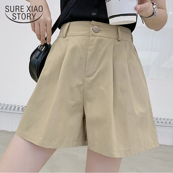 

Short Femme 2020 Korean Summer Plus Size Women Shorts Casual High Waist Solid Wide Leg White Shorts for Women Cotton 9002 50