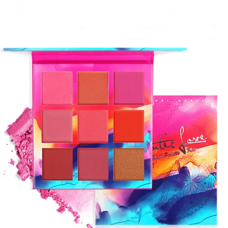 

Fashion High quality 9 Color Makeup Blush Repairing Board Lasting Natural color Matte Rouge red Plate Glitter Shadow Palette