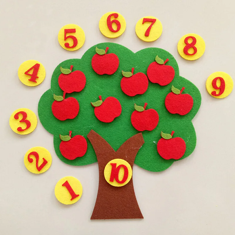 Обучающие игрушки ручной работы для детского сада, тканевые Игрушки для раннего обучения, Обучающие игрушки Монтессори, детские математические игрушки - Цвет: Apple tree