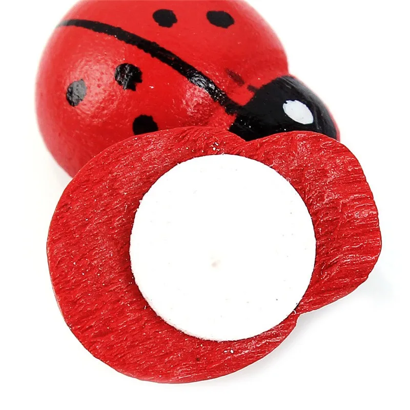 100 шт./упак. Mini деревянная Божья коровка самоклеящиеся Стикеры миниатюрные