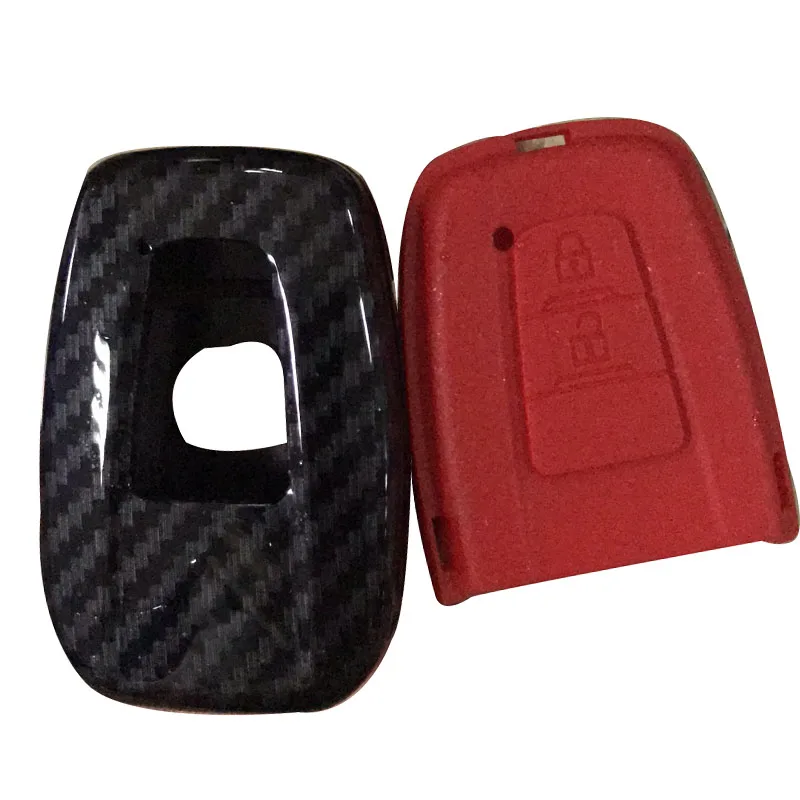 red Jingyuqin 2/3 кнопки углеродного волокна ключ чехол для Toyota Camry CHR Prius Corolla RAV4 - Название цвета: red
