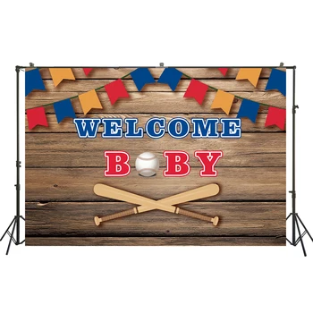 

Welcome Baby Themed Backdrop Vintage Baseball Baby Shower Background Decoration Newborn Birthday Party Photo Booth Banner W-3380