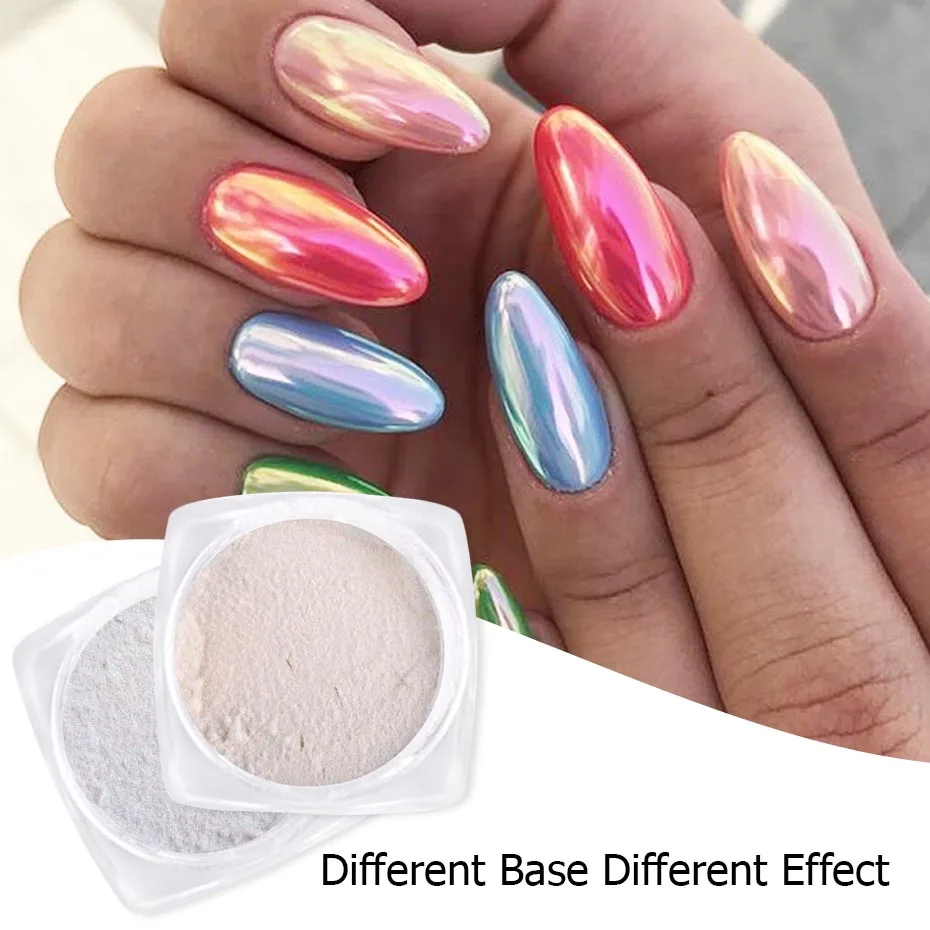 1Box Holo Pearl Shell Powder Nail Glitter Pigment Glimmer Chrome Dip Dust Mermaid Aurora Mirror Effect Manicure Decor CHB01-07-1
