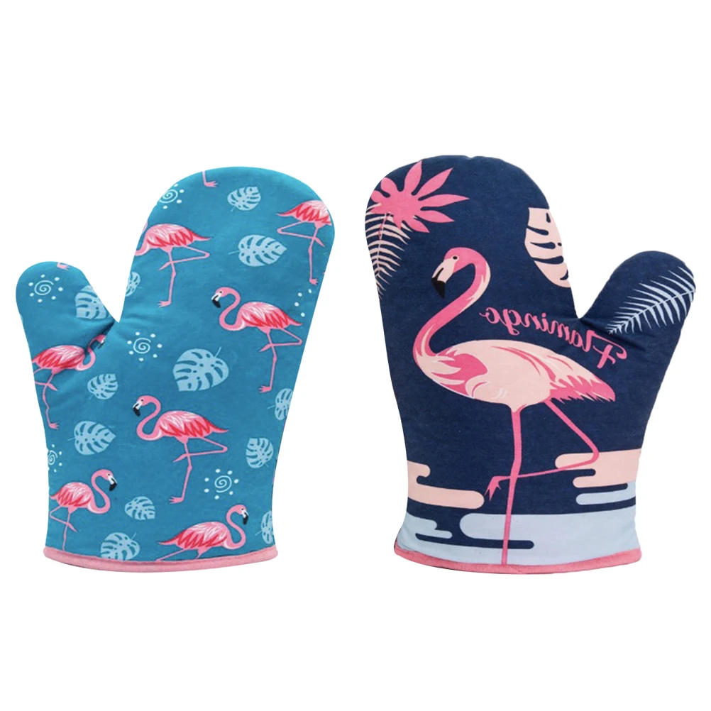 1 Pair Oven Mitts Durable Practical Useful Portable Microwave Mitt Kitchen Glove for Restaurant Bakery Home