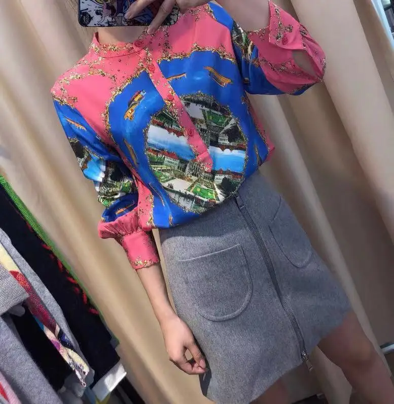 AH12349, модные женские блузки и рубашки,, Подиумные, Роскошные, известный бренд, Европейский дизайн, вечерние, стильная женская одежда