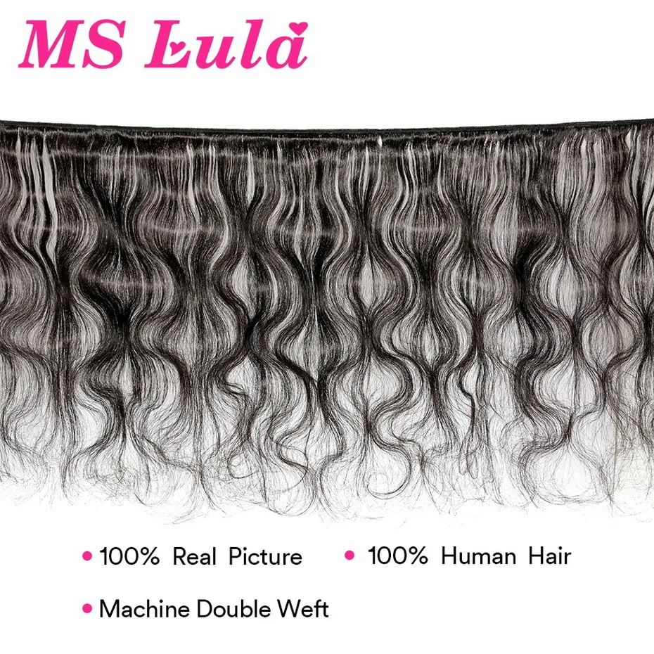 Ms lula волосы бразильские объемные волнистые девственные 3 пряди 100% необработанные