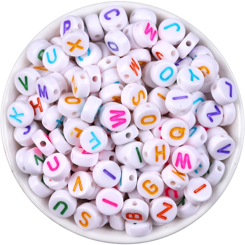 100pcs 4*7mm Acrylic Round Letter Beads For Hanmade Jewelry Making DIY Bracelet