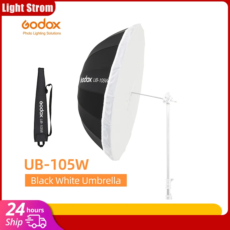 Godox UB-105W 41in 105cm Parabolic Black White Reflective Umbrella Studio Light Umbrella with Black Silver Diffuser Cover Cloth