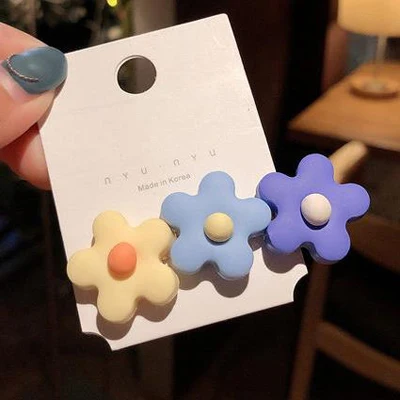 Yellow Blue Purple 1 шт. Новые солнечные Цветочные Шпильки милые Мультяшные зажимы для волос карамельный цвет Заколки модные аксессуары для волос для женщин девочек - Цвет: Yellow Blue Purple