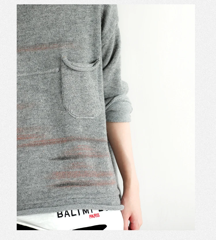 Autumn Sweater Women Retro Loose Knitting Casual Pullovers New Ladies Tops O-Neck Pocket Pocket All-match Sweater