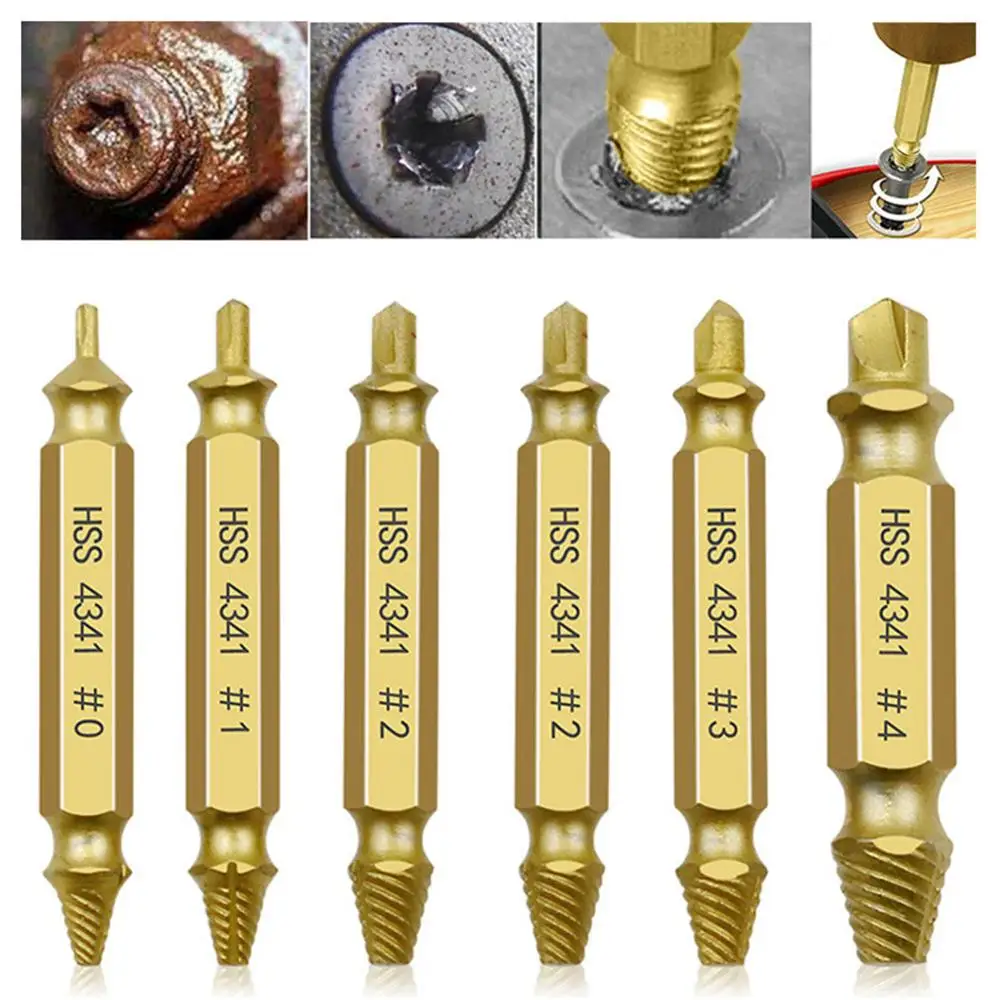 6pcs Set Damaged Screw Extractor Speed Out Drill Bits Tool Broken Bolt Remover 