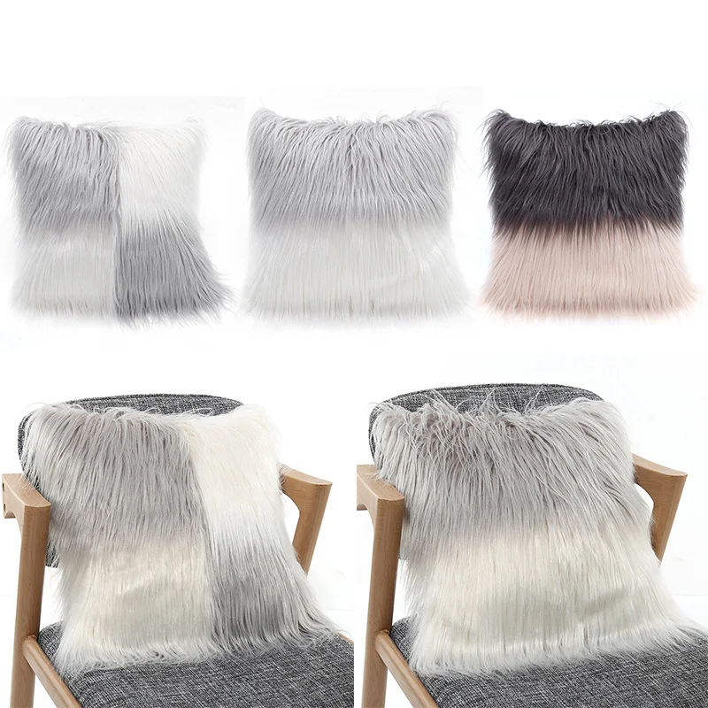 Fluffy Plush Pillow Case 40*40cm Machine Washable Warm Comfortable Soft Pillow Case Cover 40*40CM Comfortable Home Sofa Decor