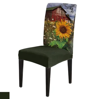 

6/8Pcs Sunflower Flower Farm Rustic Dining Chair Cover Spandex Elastic Chair Slipcover Case Stretch for Wedding Hotel Banquet