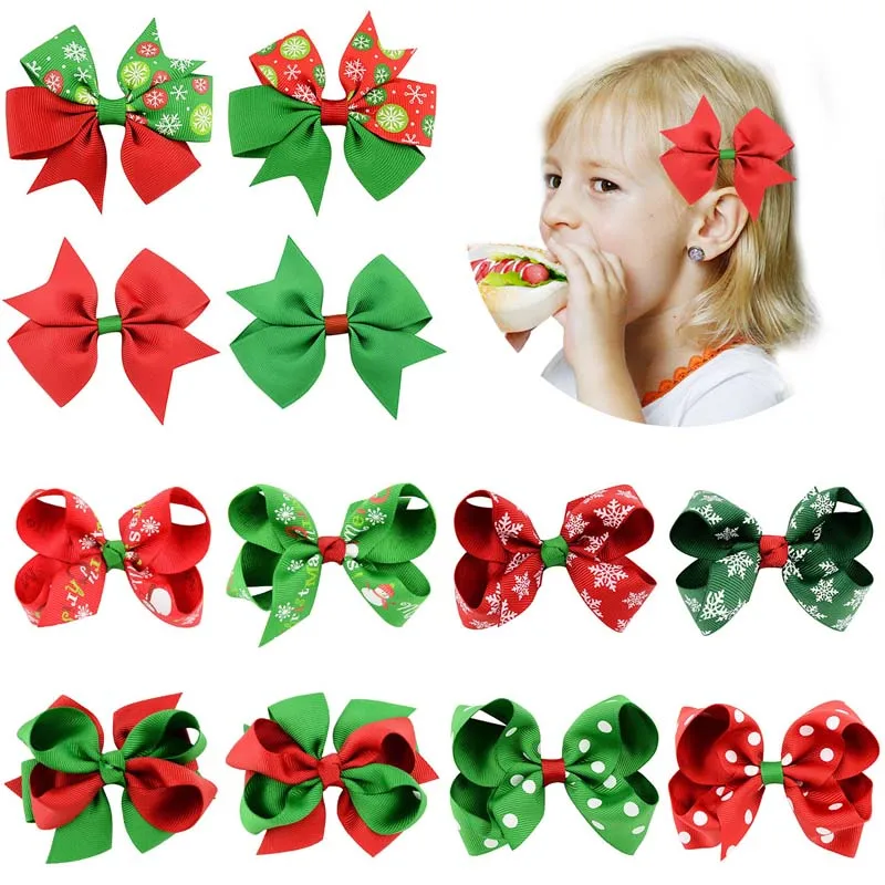 

Christmas Gift Bows with Clip Xmas Hair Bows For Girl Kids Xmas Tree Bow Christmas Ornaments Navidad 2019 natal Happy New Year