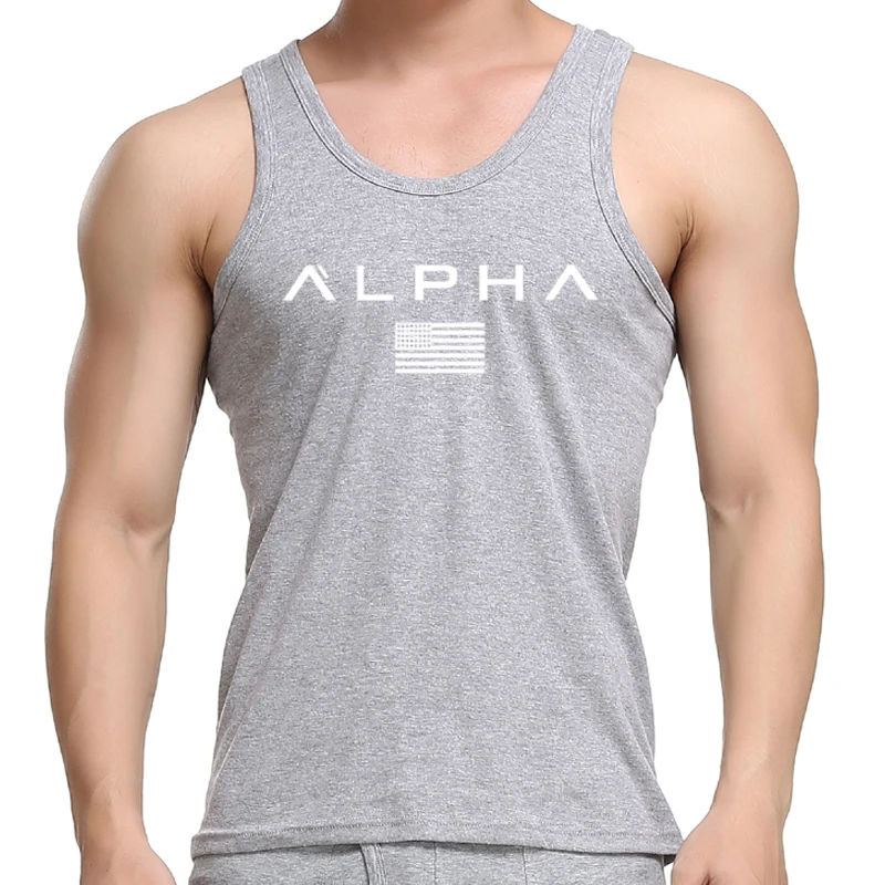 

Fitness Men's Tank Tops Cool Summer Sweat Sleeveless U Vest Small Pattern Print Cotton Muscle Tops hot Slim Light Sportswwear