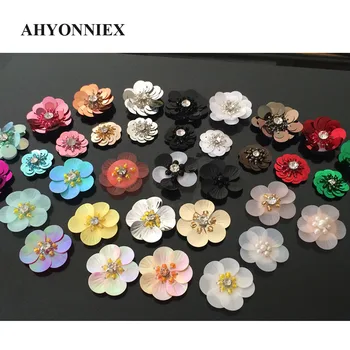 

10pcs/lot small sequins flowers patches beads patches sew on beads applique clothes DIY earrings shoes bags accessories patches
